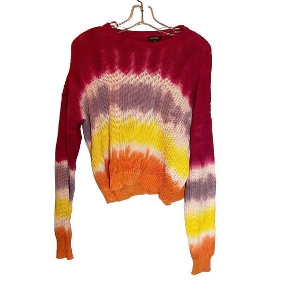 wild fable Sweaters - Wild fable womens XS sweater tie dye‎ red yellow purple knit sweater long sleeve
